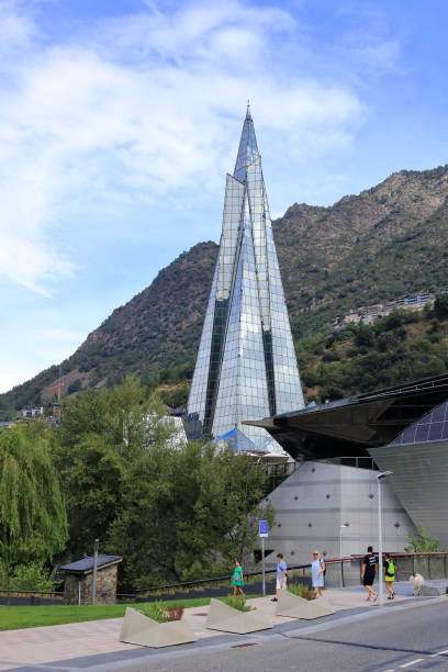 Les Escaldes - Engordany in Andorra - August 31 2024: Caldea spa resort, Centre Termoludic Caldea in the center of the city