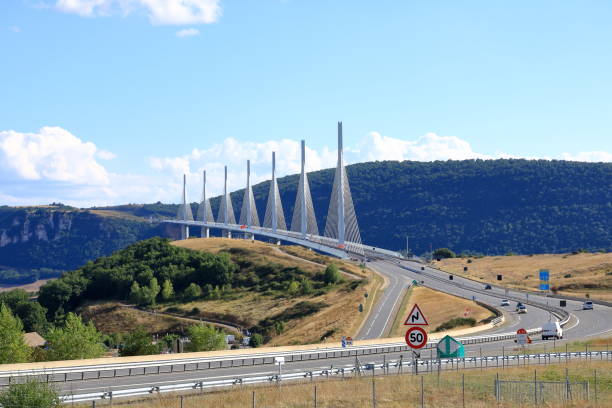 The Millau Suspension Bridge taken in Millau, Aveyron, France on 9 June 2015