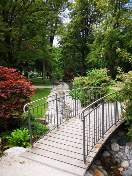 istock Serene park bridge over rocky stream 2191156219