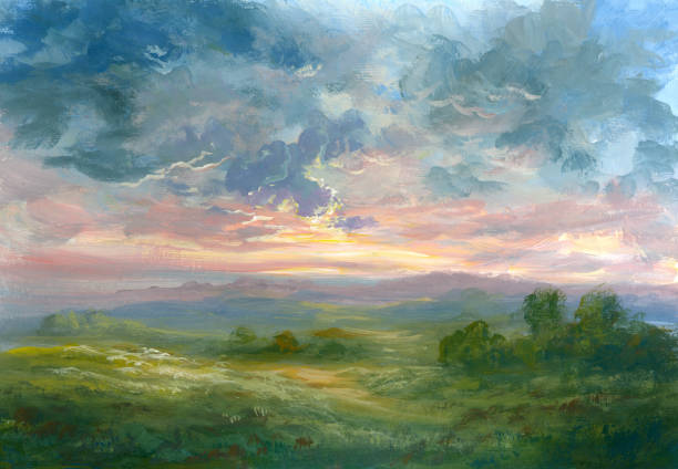 istock Summer landscape in the countryside, painting 2191164046
