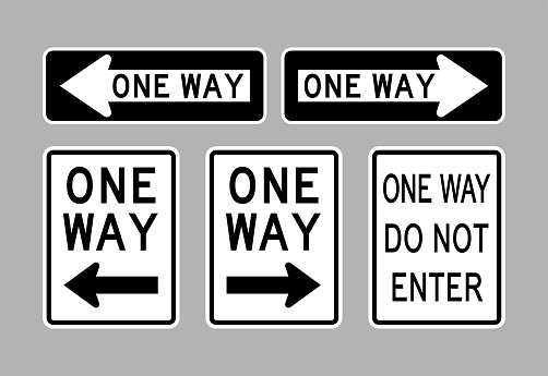 One Way Sign Football One Way Signs Set Vector Stock Illustration - Download Image Now ...