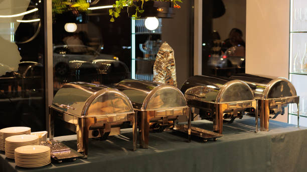 istock A contemporary hotel dining area featuring a sleek buffet setup and stylish seating arrangement 2191169887
