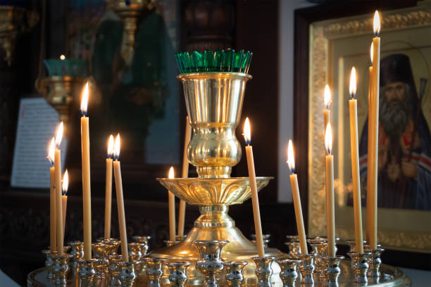 istock Burning Candles in a Lampada in an Orthodox Church 2191172943