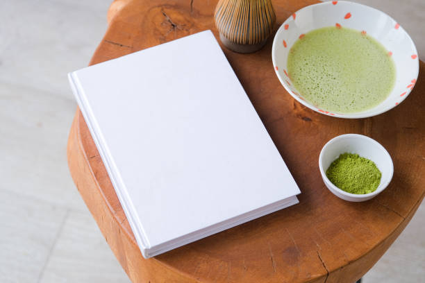 istock blank book mockup on coffee table with green matcha tea 2191174843