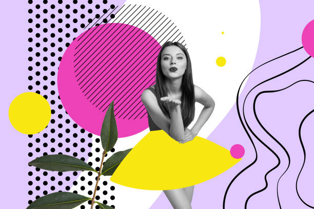 istock Creative collage picture illustration black white filter girlish charm lovely young lady pose model fashion sketch doodle colorful template 2191175575