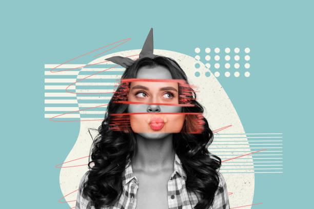istock Creative image photo collage young dreamy girl finding solution dispute hesitate planning decide guess face fragments parts 2191175705