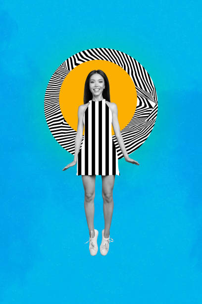 istock Vertical collage creative poster black white filter beautiful cheerful smile young lady stand dress zebra print exclusive colorful template 2191180849