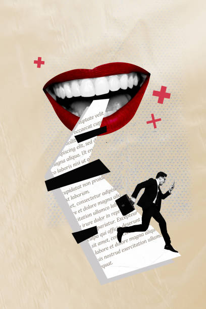 istock Vertical artwork image collage of funny business man every running away from gossips in social medias isolated on beige background 2191182465