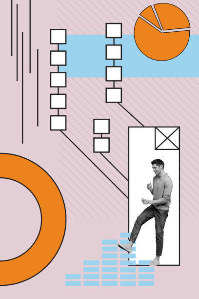 istock Vertical collage monochrome effect excited handsome happy young man dance data analysis good mood empty space colorful template 2191183244