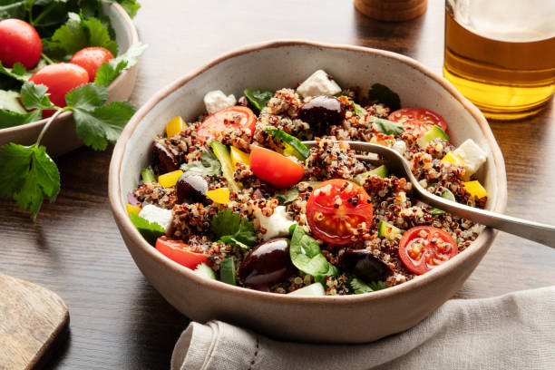 istock Quinoa salad, healthy Mediterranean lunch with fresh organic vegetables 2191184376