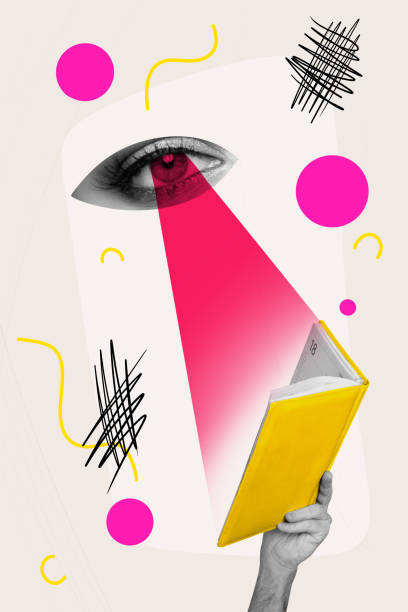 istock Vertical collage image of black white effect arm hold opened diary planner book eye watch isolated on painted background 2191184467