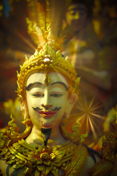 The golden statue of Buddha in the temple