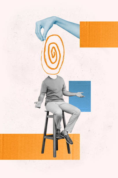 istock Vertical creative collage poster sitting young man confused hypnosis spiral instead head faceless propaganda concept manipulation 2191186417