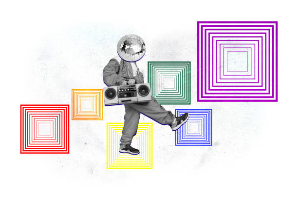istock Creative picture collage banner dancing young man headless discoball instead face carrying cassette player party event promotion 2191186421
