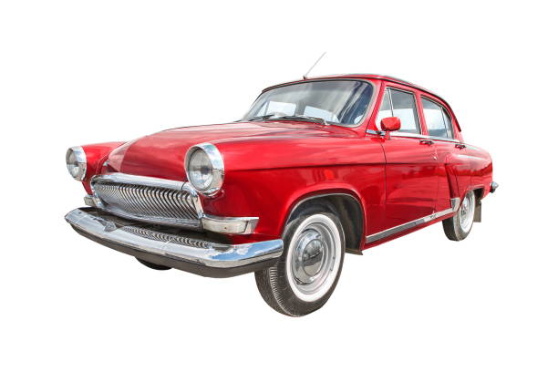 istock vintage red car on white 2191186575