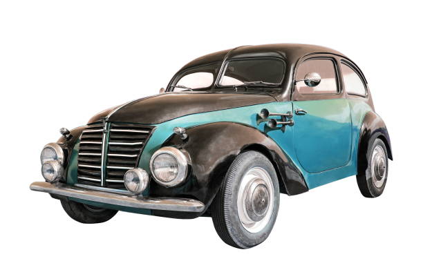 istock black blue retro car on white background 2191186590