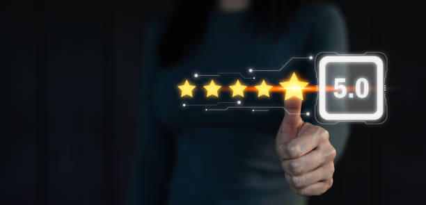 istock Customer Experience Concept, Best Excellent Services Rating for Satisfaction present by Hand of Client Showing excellent rating Five Star. 2191189164