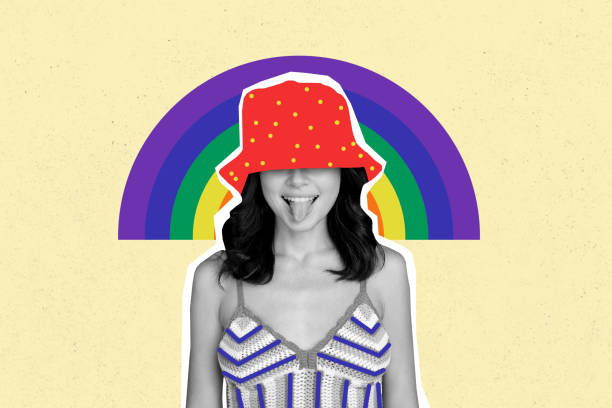 istock Creative collage picture illustration monochrome effect happy joyful young woman support lgbtq community pride month template 2191189427
