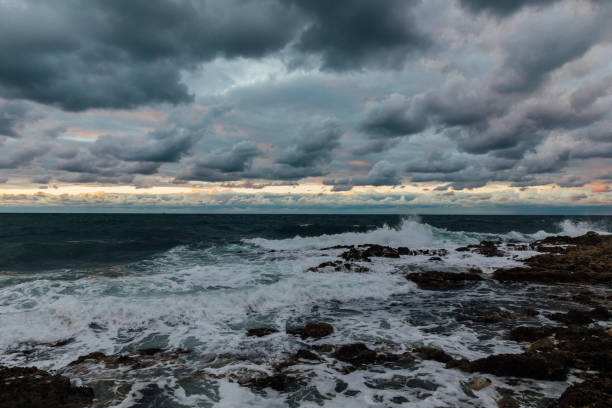 landscape storm on the sea with clouds