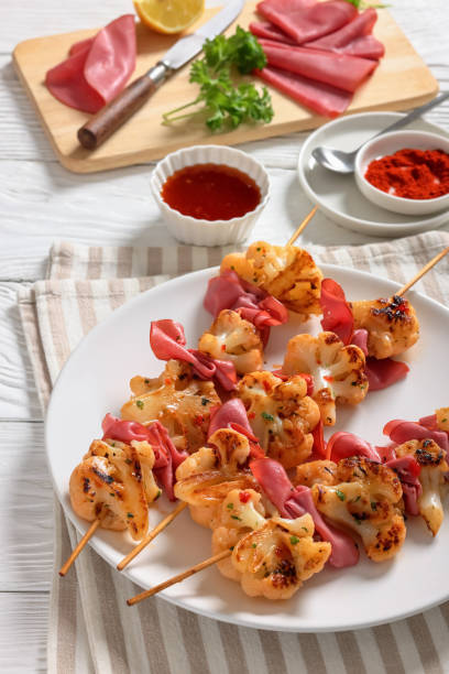 istock spicy cauliflower kebabs with corned beef on plate 2191190366