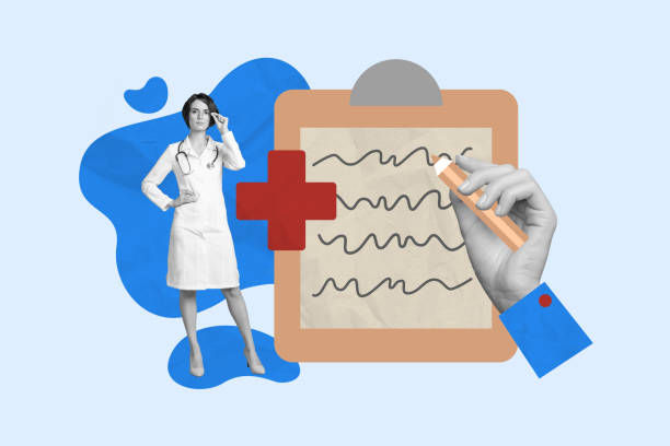 istock Abstract template graphics collage image of confident doctor writing medicine prescriptions isolated blue color background 2191190670