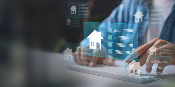 istock Real estate management concept, User navigating a digital home listings platform in a contemporary workspace, leveraging tools for real estate management, checklist planning, and property evaluations. 2191193144