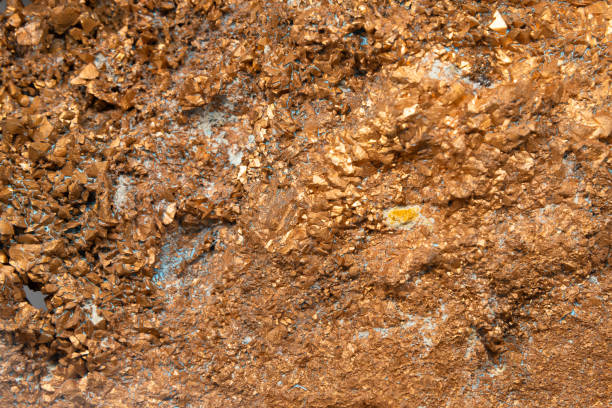 Macro mineral stone Copper on black background close up