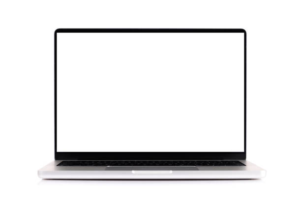 istock Laptop with a blank screen isolated on a white background 2191201385
