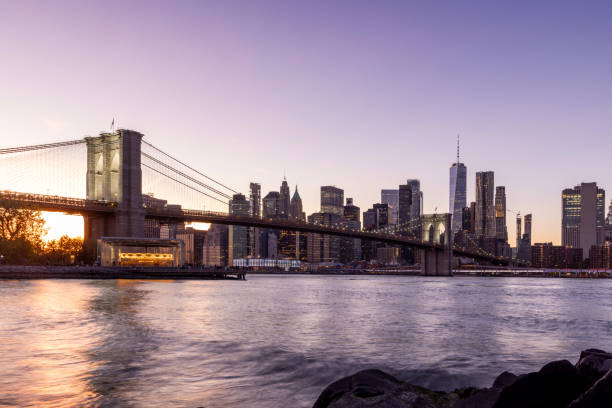 istock A panoramic sunset view of the Brooklyn Bridge stretching towards Manhattan 2191201526