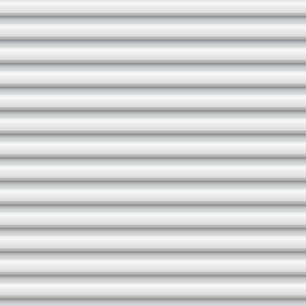 Corrugated metal profiled seamless texture vector background, white horizontal thin lines siding for roofing or fencing Corrugated metal seamless texture vector background. Horizontal thin lines profiled surface. White metal siding for roofing or fencing. Realistic steel profiled sheeting panel corrugated roof stock illustrations