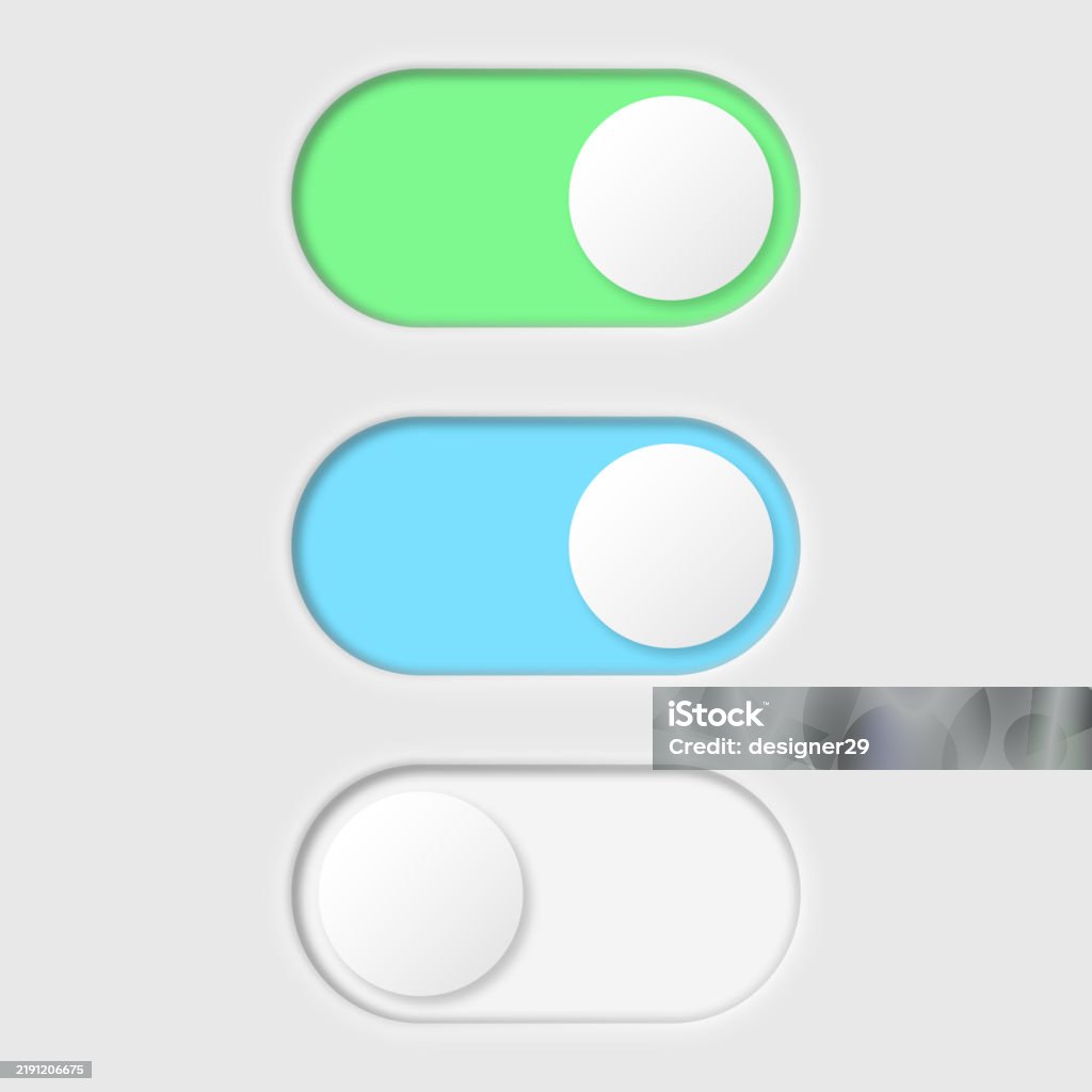 Toggle Switch Button Vector Set Stock Illustration - Download Image Now ...