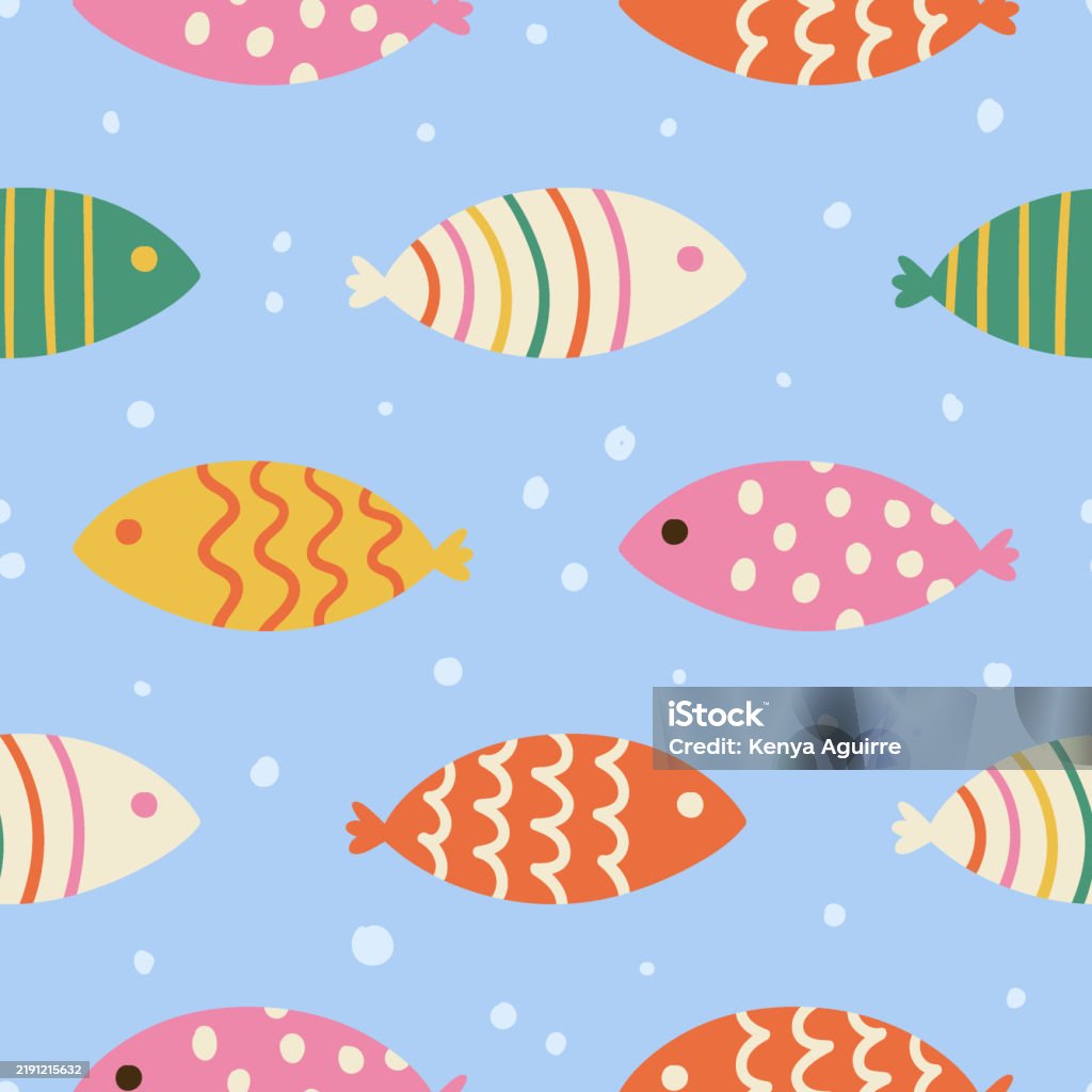 Simple Colored Fish Pattern Background Fish Pattern Fish Background Sea Seamless Pattern Summer Background ...