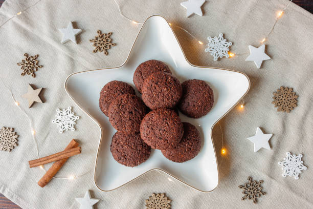 istock Chocolate cookies on a star-shaped plate 2191219658