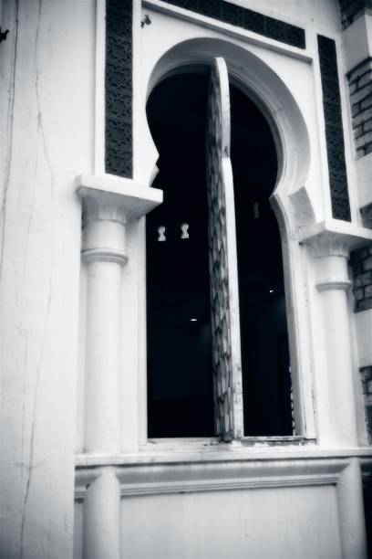 istock Ornate Arched Window in Black and White 2191222966