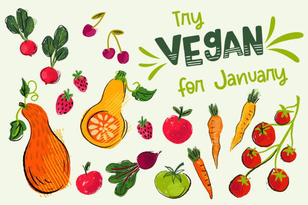 Try eating vegan for January. Several organized layers. Fun retro style. Comes with a high resolution jpeg.
