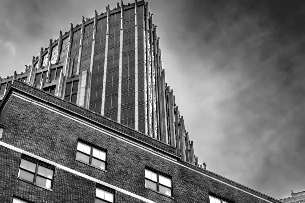 Ominous sky in urban facade monochrome