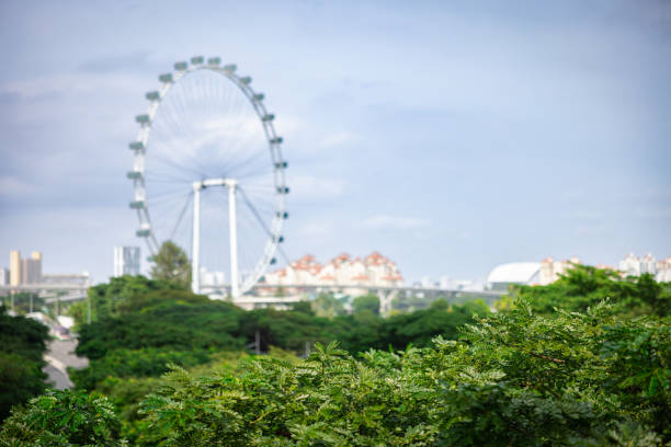 Singapore city view with cloudy sky.