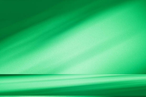 istock Studio style background wall decoration presentation uses white and green tones. with shadows cast from a nearby window, concept creating a decorative 2191255388