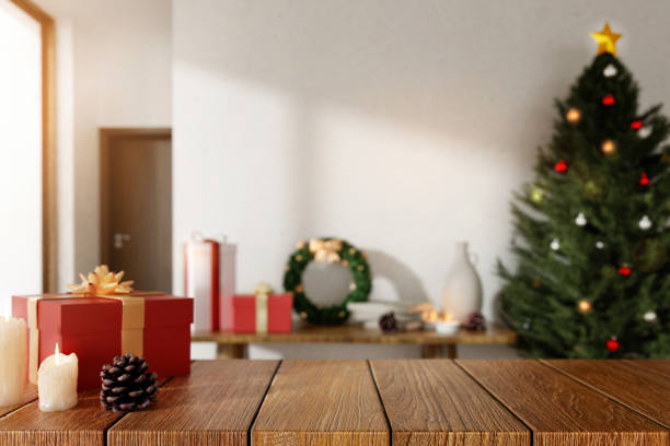 istock Holiday Decor with Gifts and Lit Christmas Tree 3D Render. 2191262399