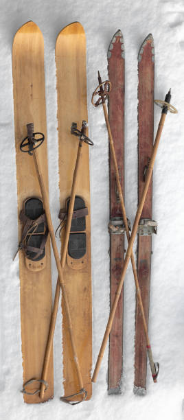 istock hunting wooden skis on snow 2191263925