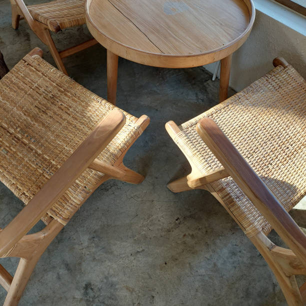 istock A wooden chair with a rattan-woven backrest 2191264533