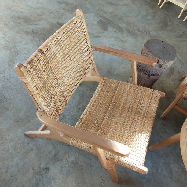 istock A wooden chair with a rattan-woven backrest 2191264534