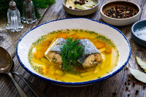 istock Fish soup on wooden table 2191267237