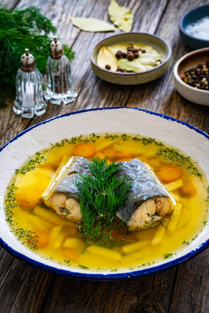 istock Fish soup on wooden table 2191267254