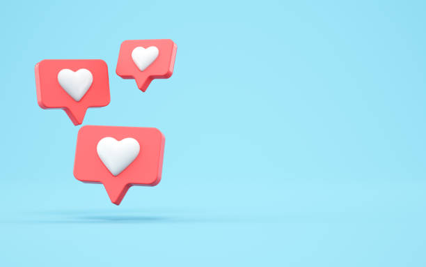 istock Red Speech Bubble with HeartLike Symbol on Soft Light Blue Background 2191267272