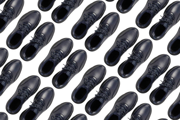 Black Leather Shoes On White Background
