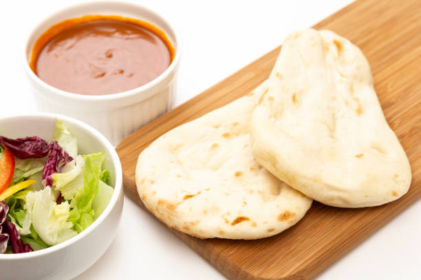 Curry and naan lunch plate.