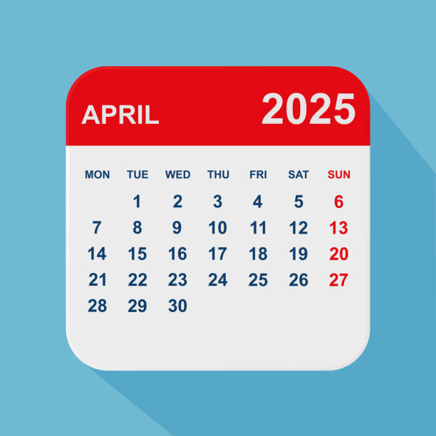 istock April 2025 calendar. Calendar planner design template. Week starts on Monday. Business vector illustration. 2191271873