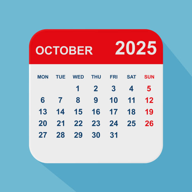 istock October 2025 calendar. Calendar planner design template. Week starts on Monday. Business vector illustration. 2191271901
