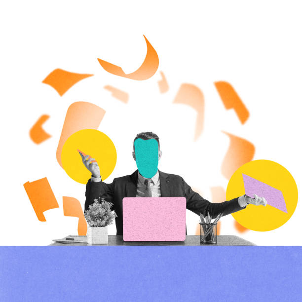 istock Businessman juggling documents with laptop, symbolizing business organization, document management, and office productivity. 2191283525